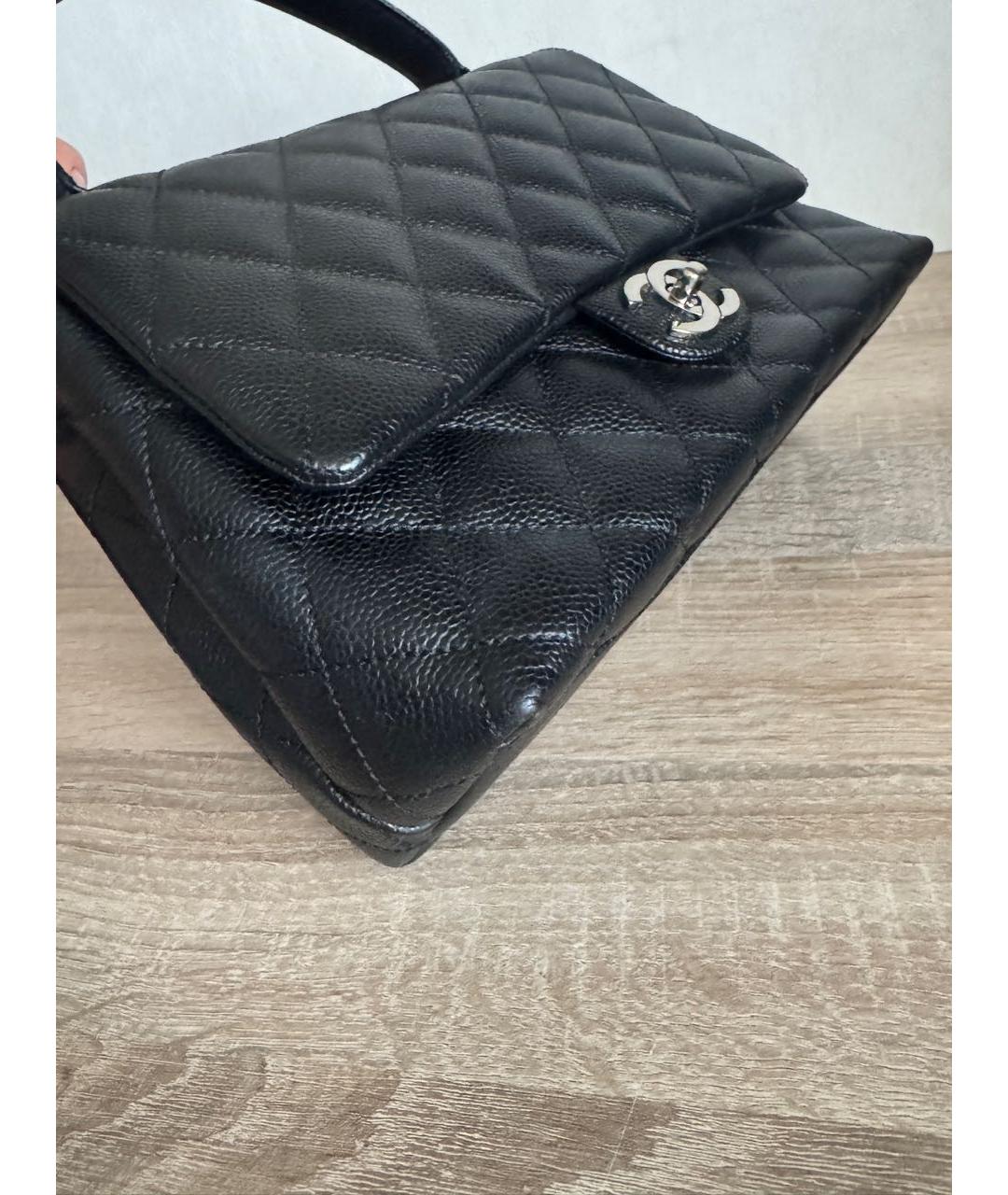 CHANEL Черная кожаная сумка с короткими ручками, фото 5