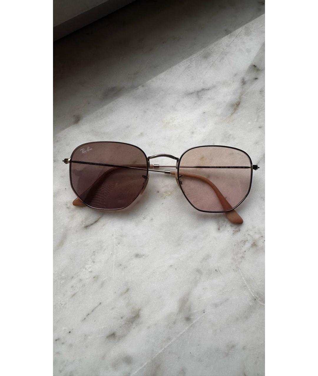 RAY BAN Розовые металлические солнцезащитные очки, фото 6