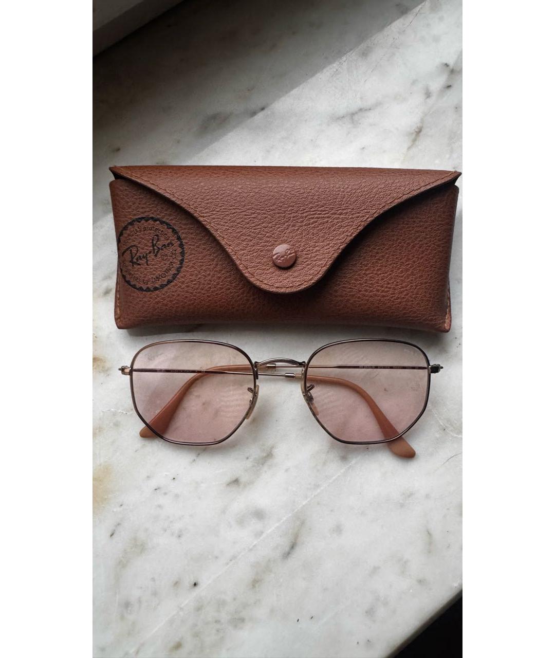 RAY BAN Розовые металлические солнцезащитные очки, фото 5
