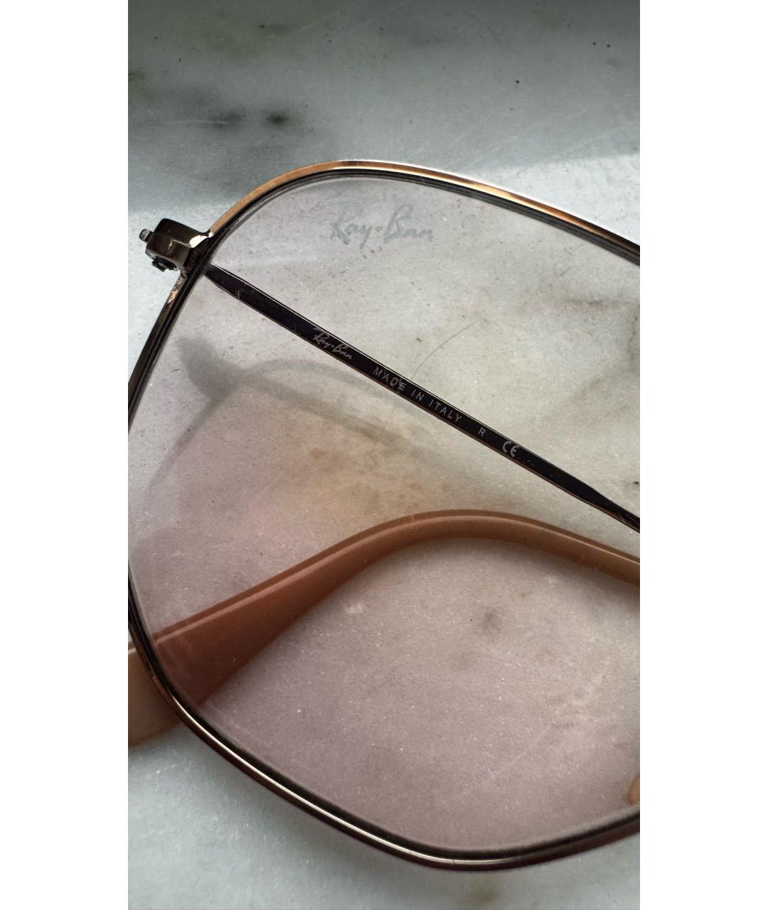 RAY BAN Розовые металлические солнцезащитные очки, фото 2