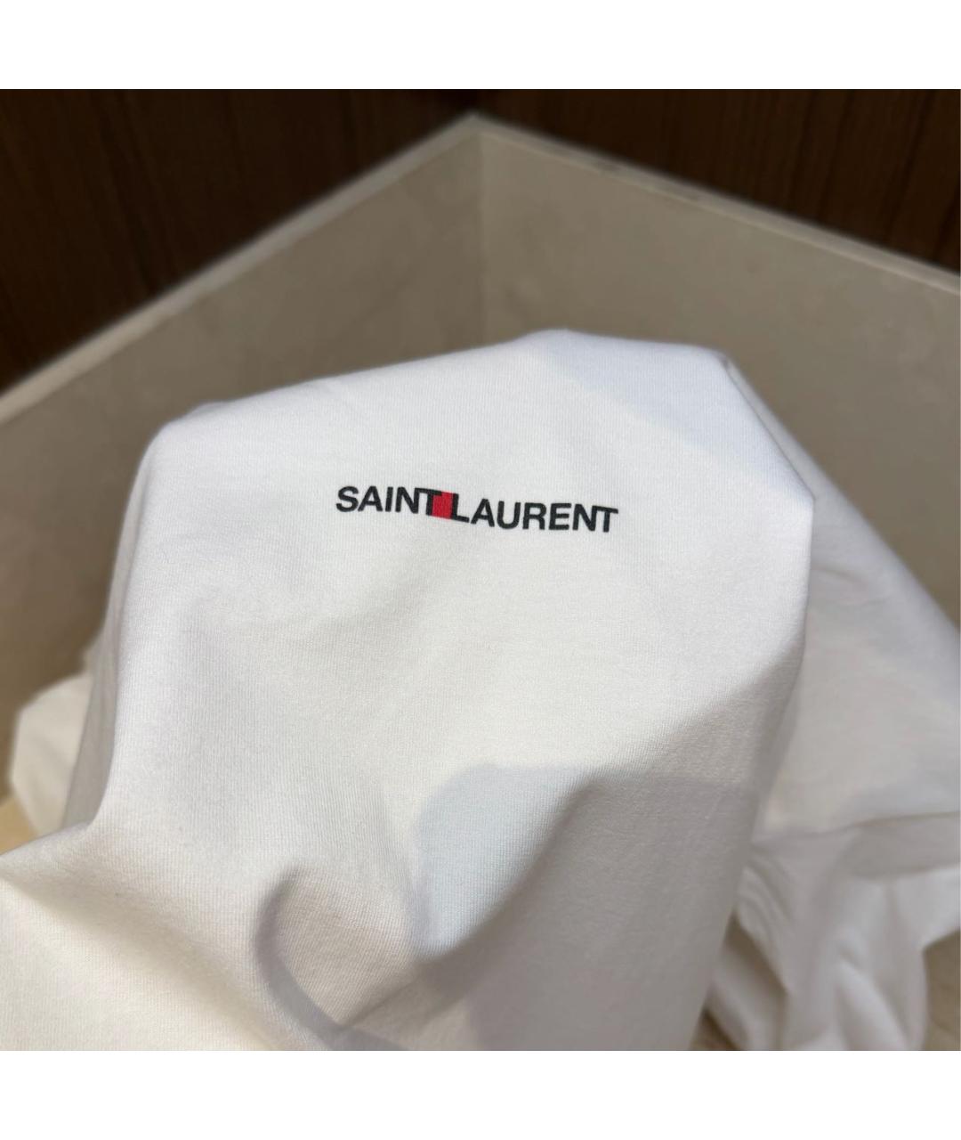 SAINT LAURENT Белая хлопковая футболка, фото 3