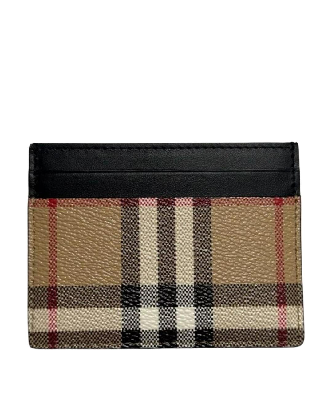 BURBERRY Бежевый кожаный кардхолдер, фото 1