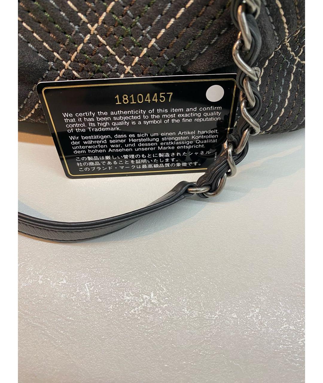 CHANEL Антрацитовая замшевая сумка тоут, фото 8