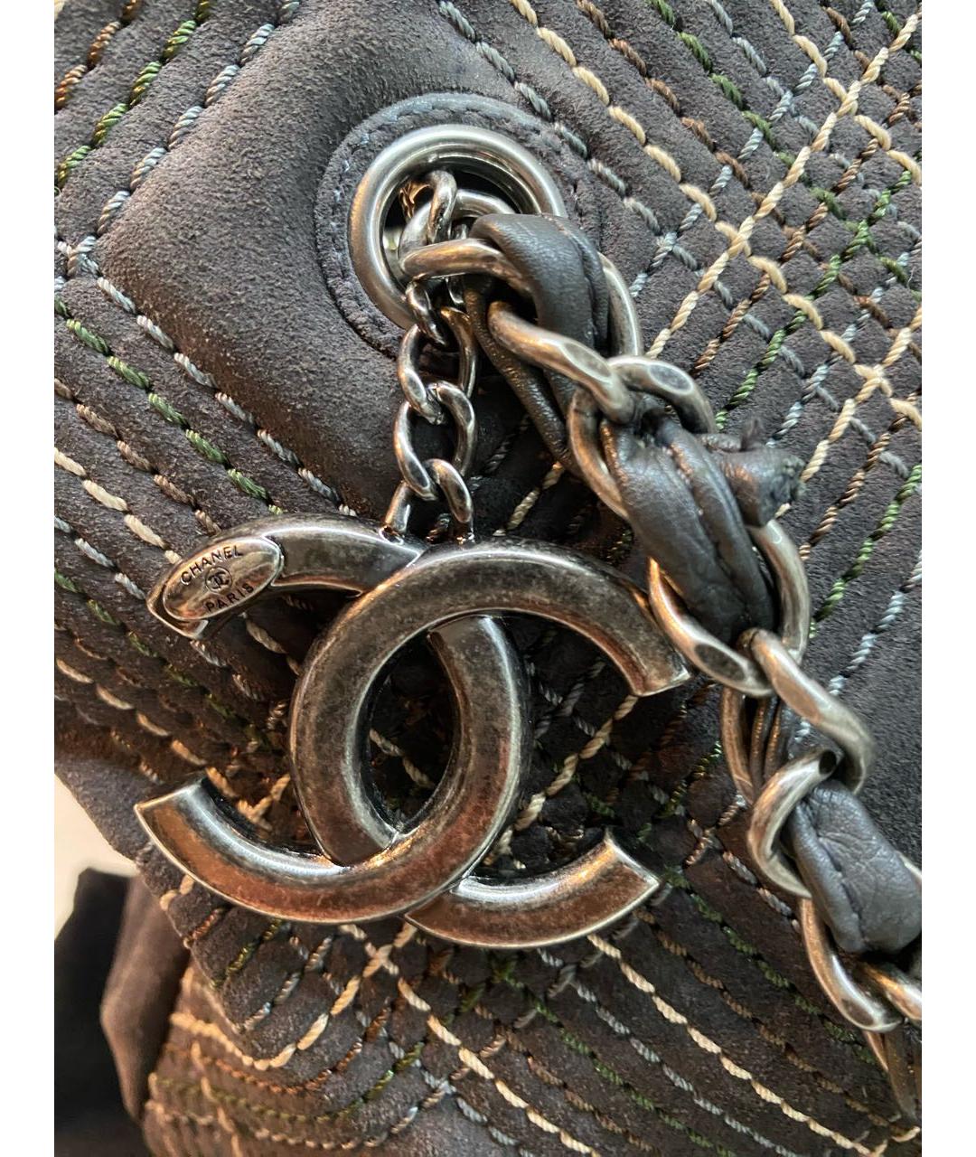 CHANEL Антрацитовая замшевая сумка тоут, фото 6