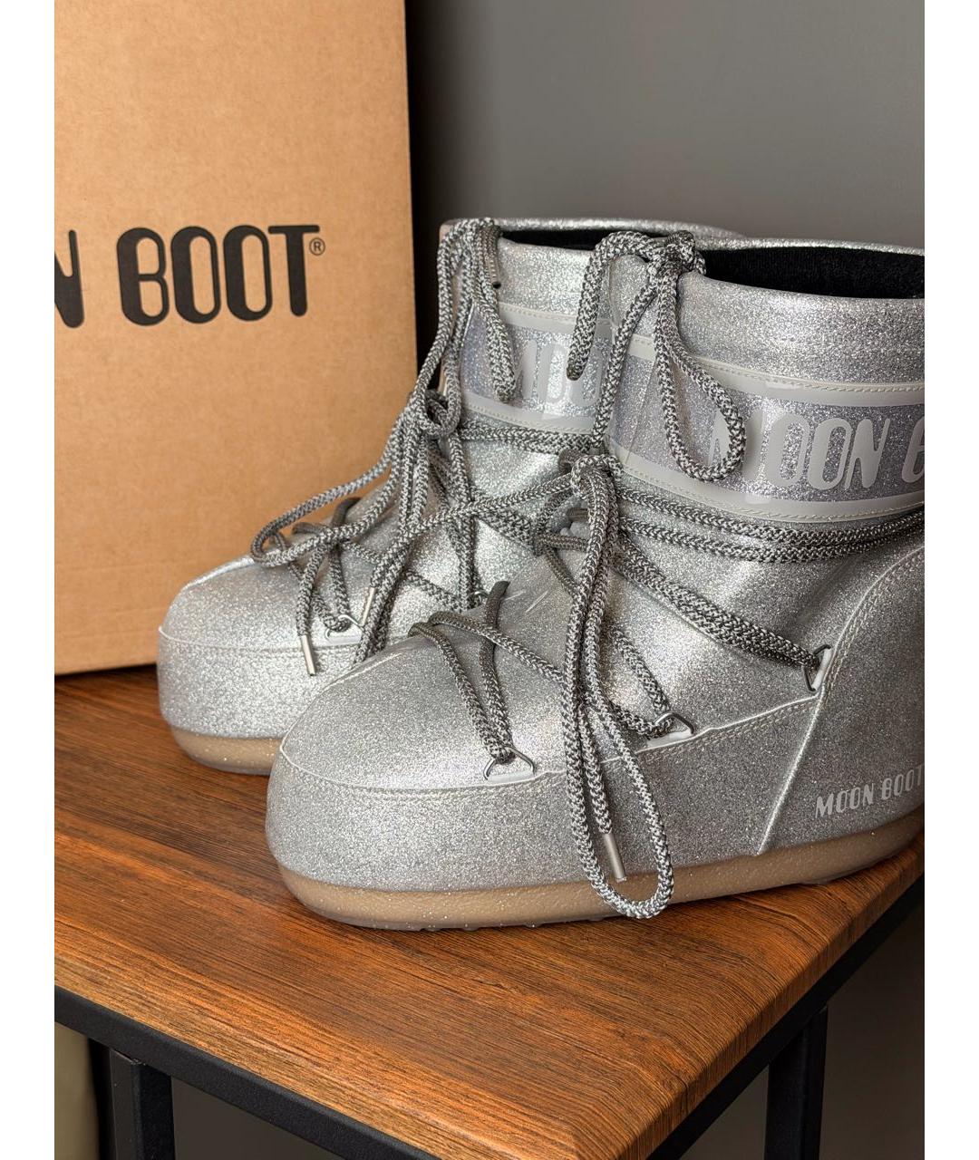 MOON BOOT Серебряные синтетические ботинки, фото 3