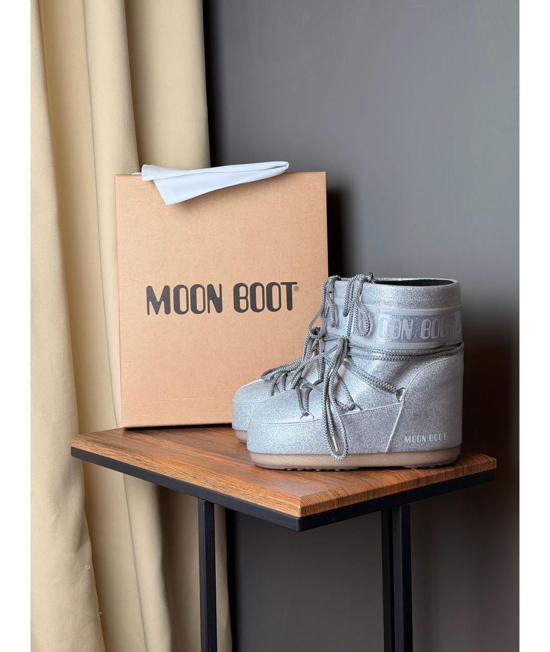 MOON BOOT Серебряные синтетические ботинки, фото 2