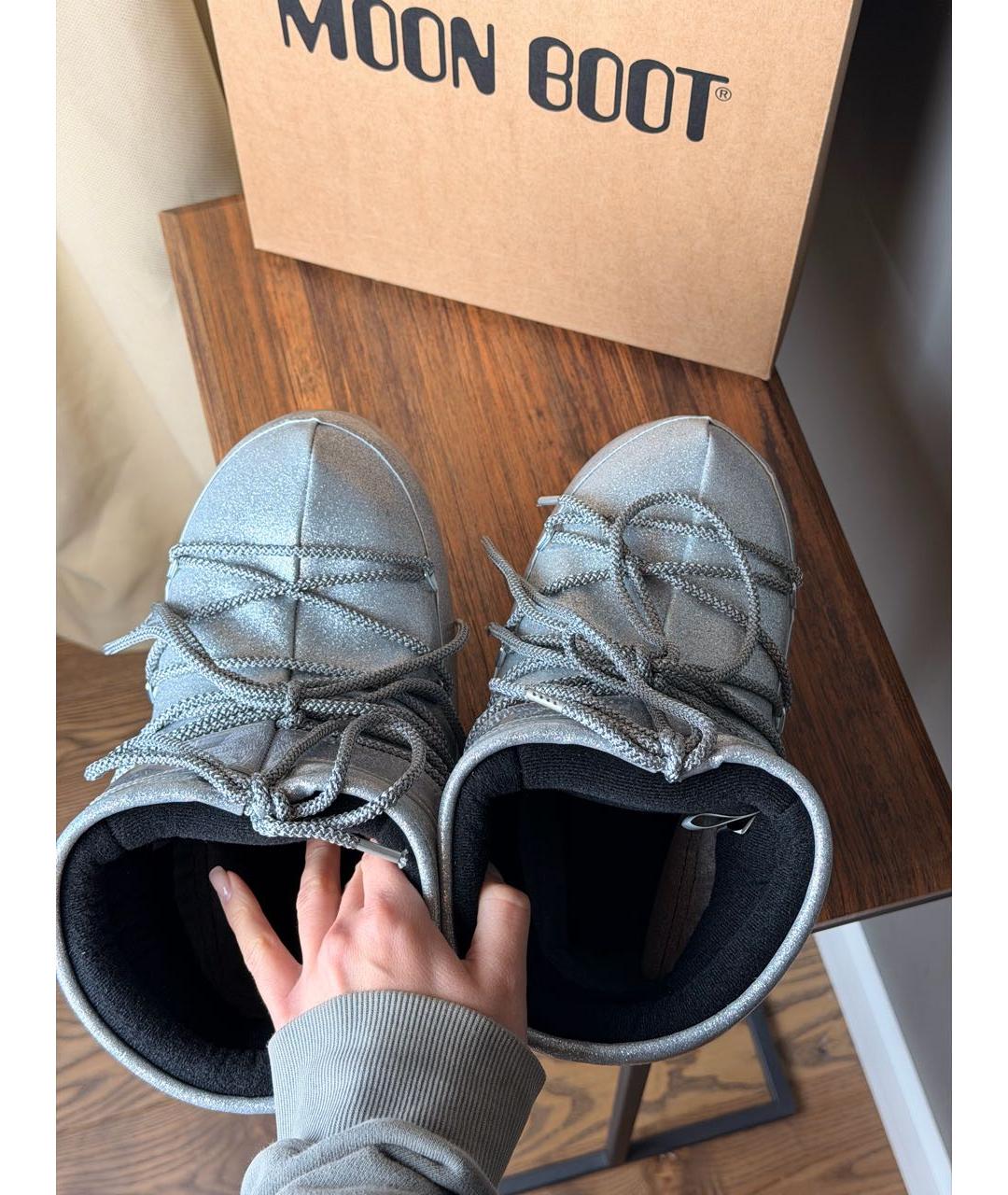 MOON BOOT Серебряные синтетические ботинки, фото 5