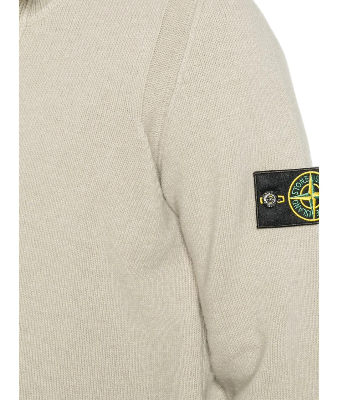 STONE ISLAND Бежевый шерстяной джемпер / свитер, фото 2