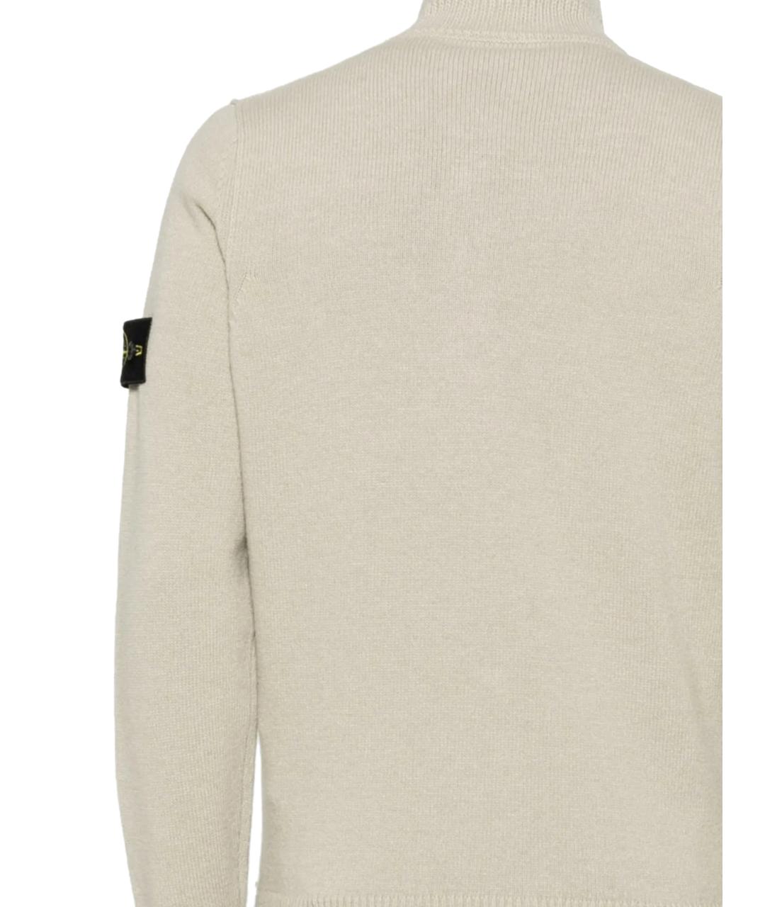STONE ISLAND Бежевый шерстяной джемпер / свитер, фото 3