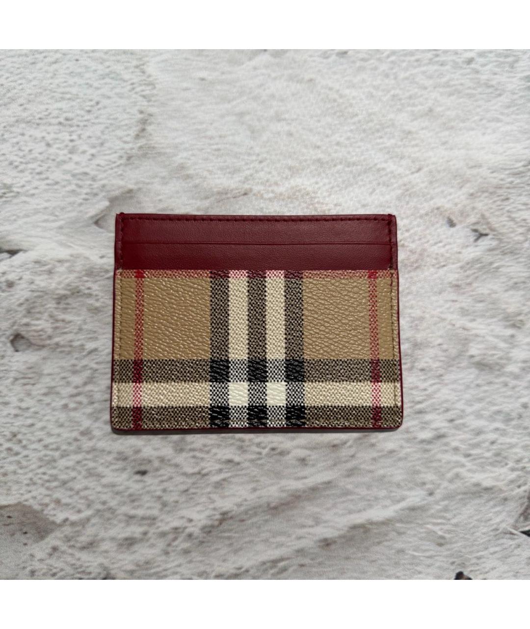BURBERRY Бордовый кожаный кардхолдер, фото 5
