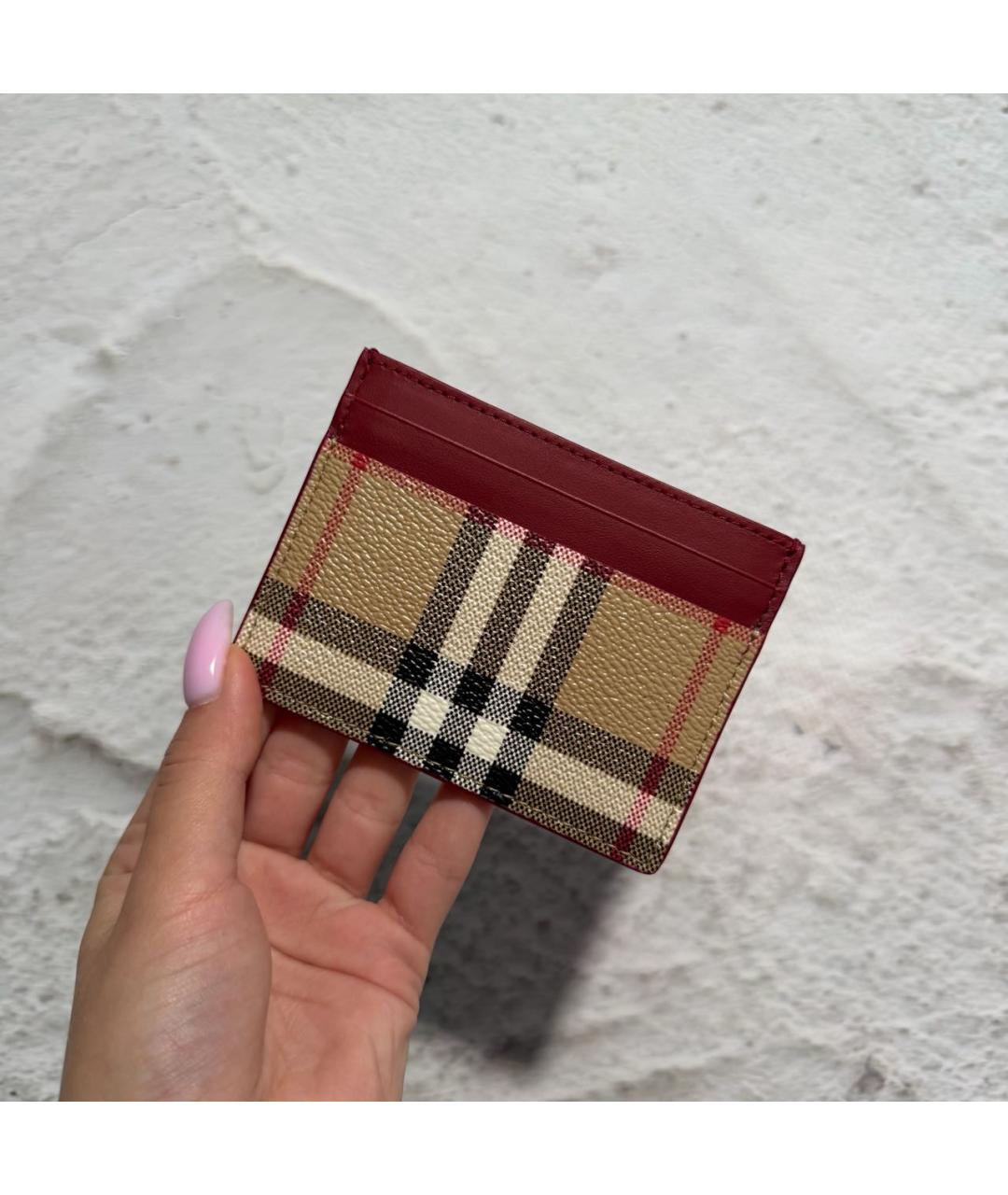 BURBERRY Бордовый кожаный кардхолдер, фото 3