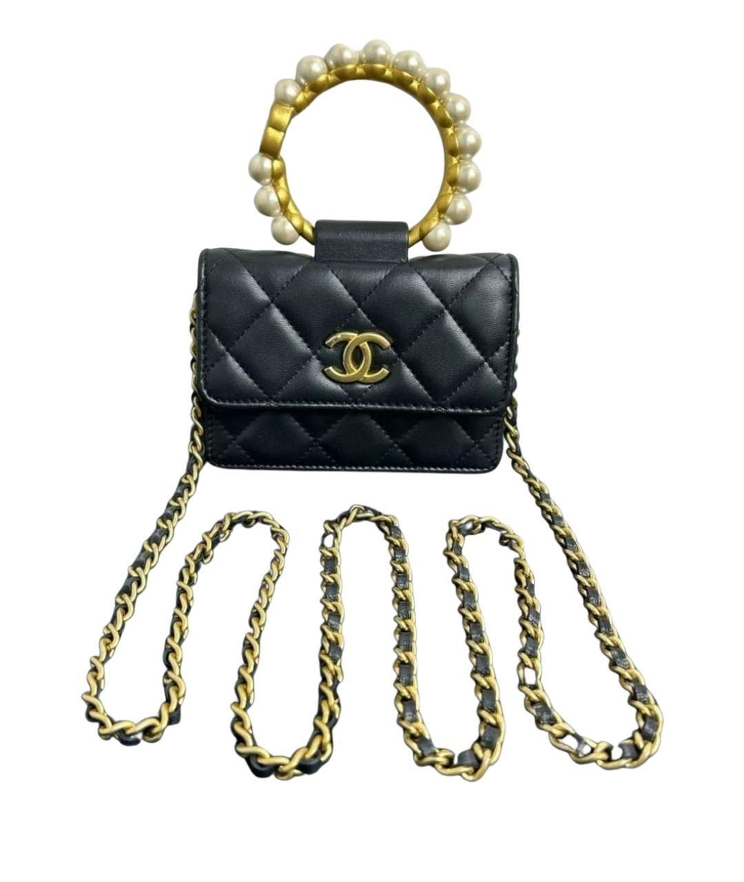 CHANEL Черная кожаная сумка с короткими ручками, фото 1