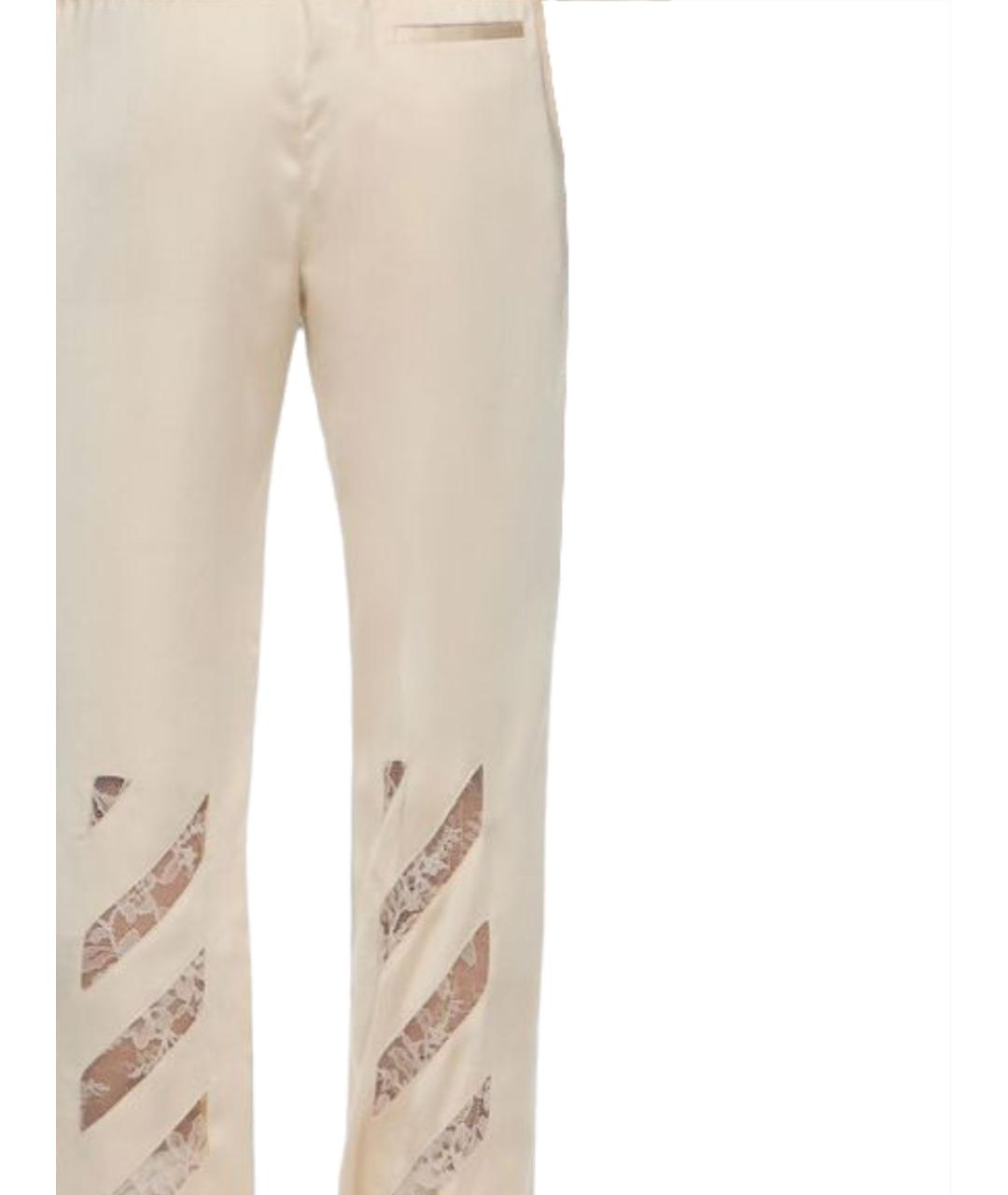 OFF-WHITE Бежевые полиэстеровые прямые брюки, фото 3