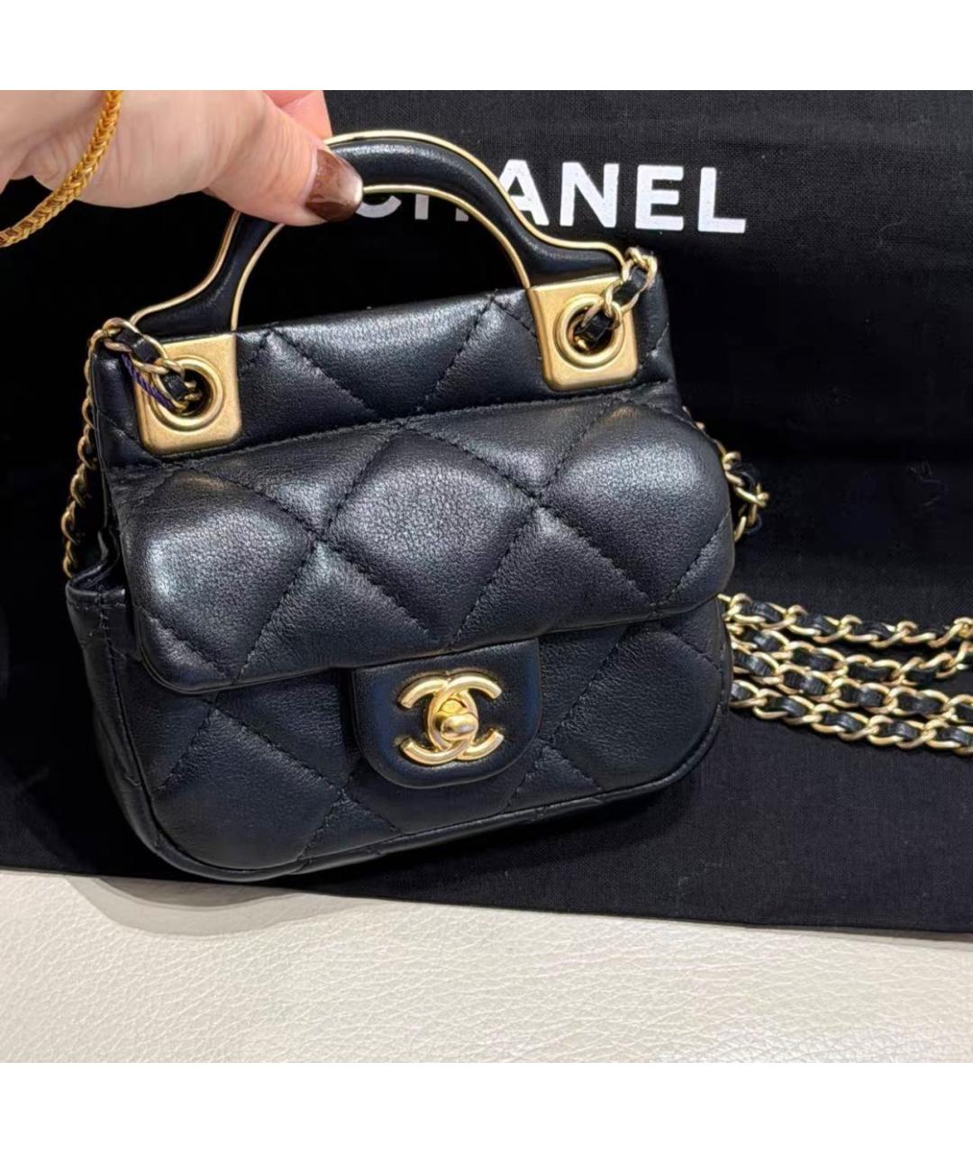 CHANEL Черная кожаная сумка через плечо, фото 4