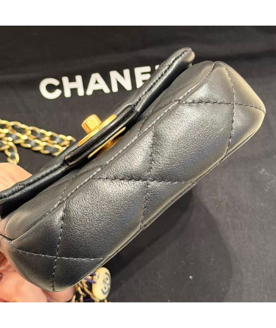 CHANEL Черная кожаная сумка через плечо, фото 6