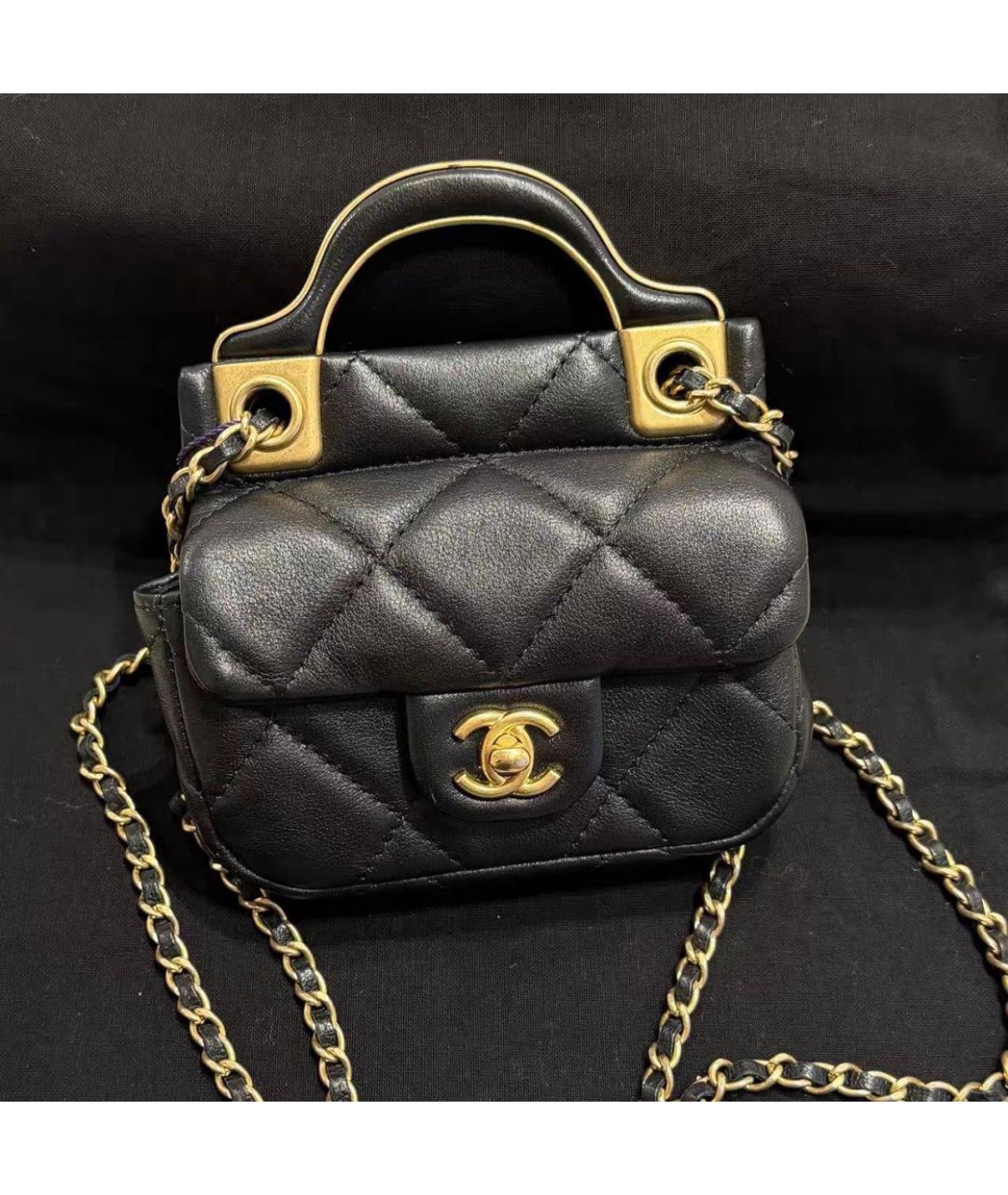 CHANEL Черная кожаная сумка через плечо, фото 8