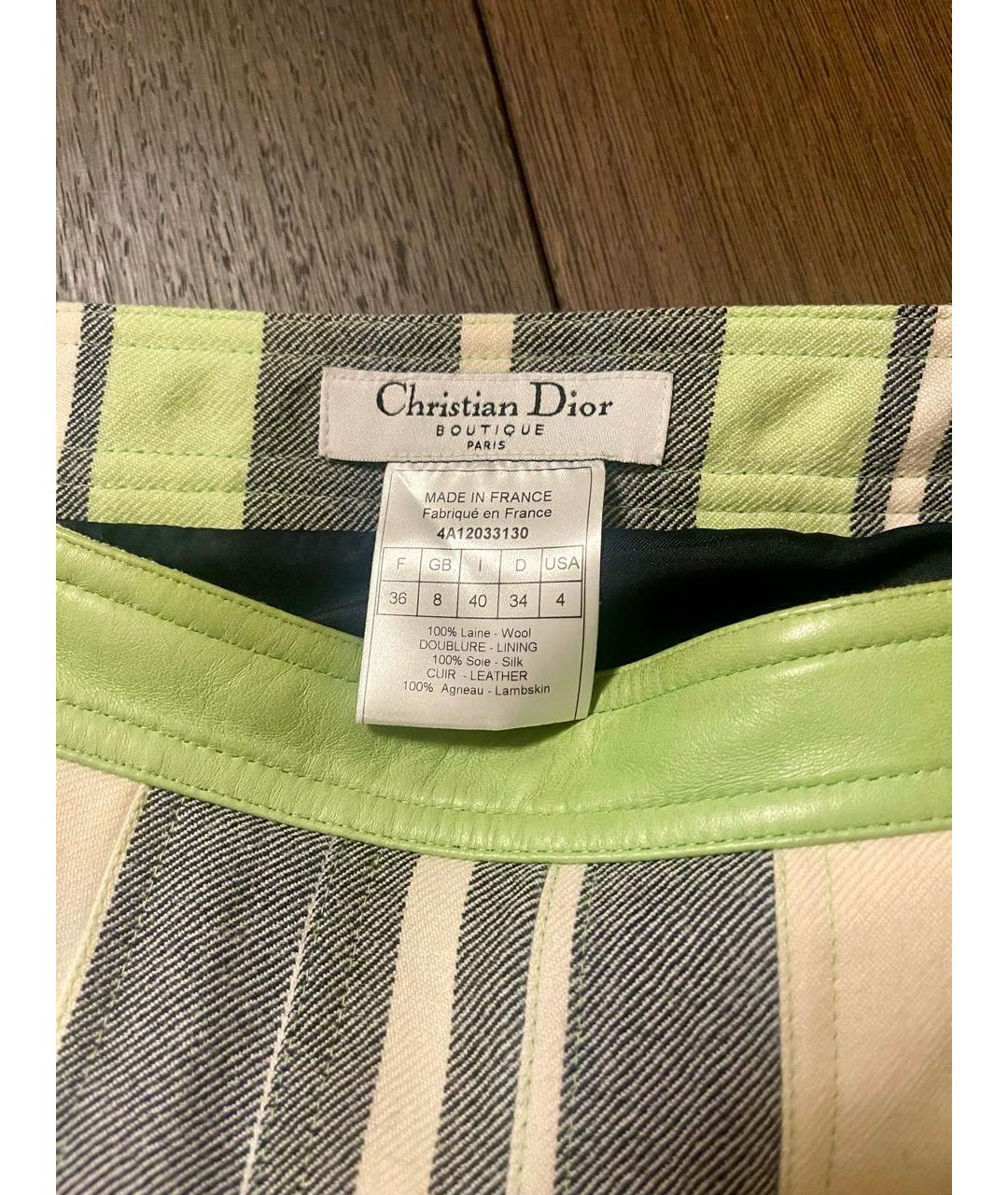 CHRISTIAN DIOR Серая шерстяная юбка мини, фото 3