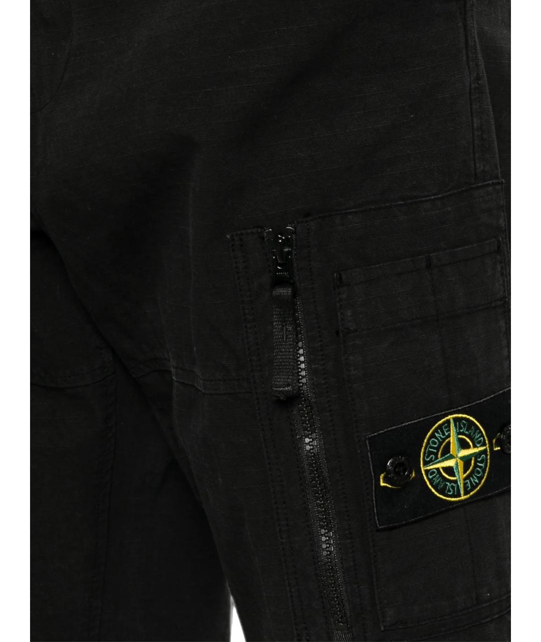 STONE ISLAND Черные хлопковые повседневные брюки, фото 2