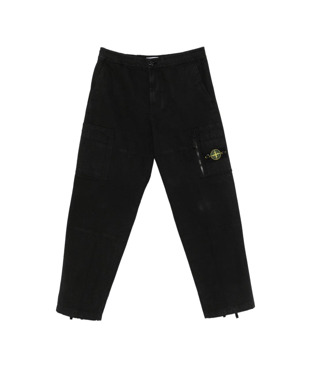 STONE ISLAND Черные хлопковые повседневные брюки, фото 1