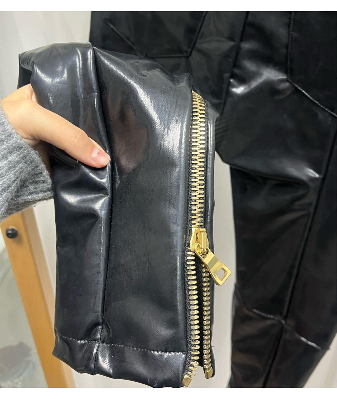 BALMAIN Черные кожаные брюки узкие, фото 4