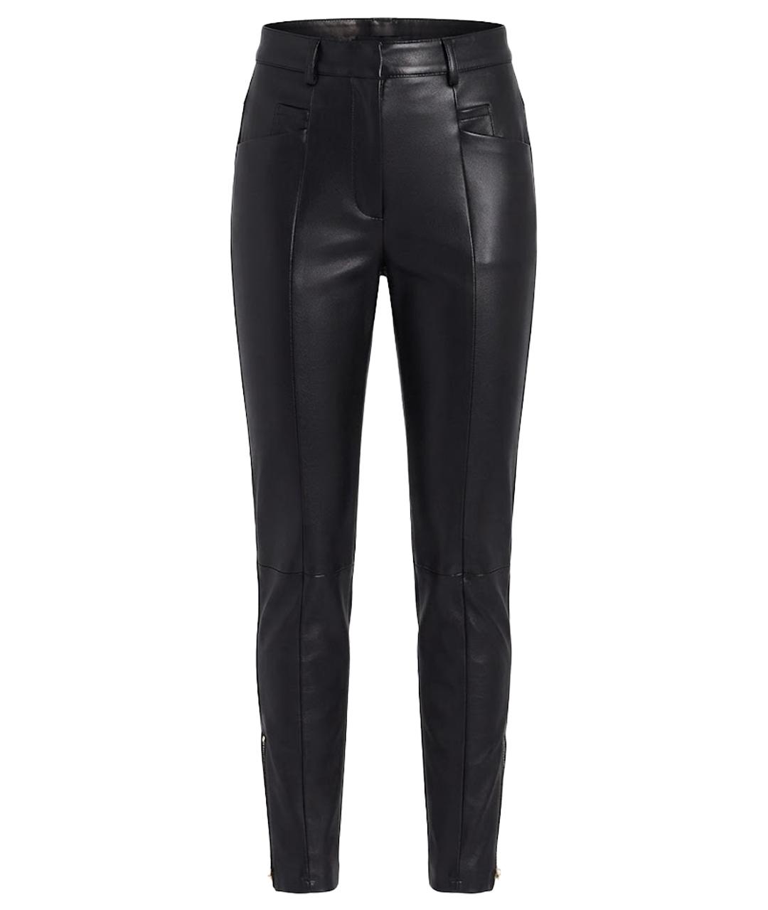BALMAIN Черные кожаные брюки узкие, фото 1