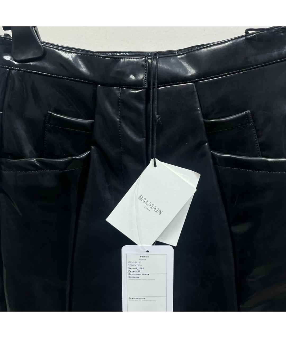 BALMAIN Черные кожаные брюки узкие, фото 2