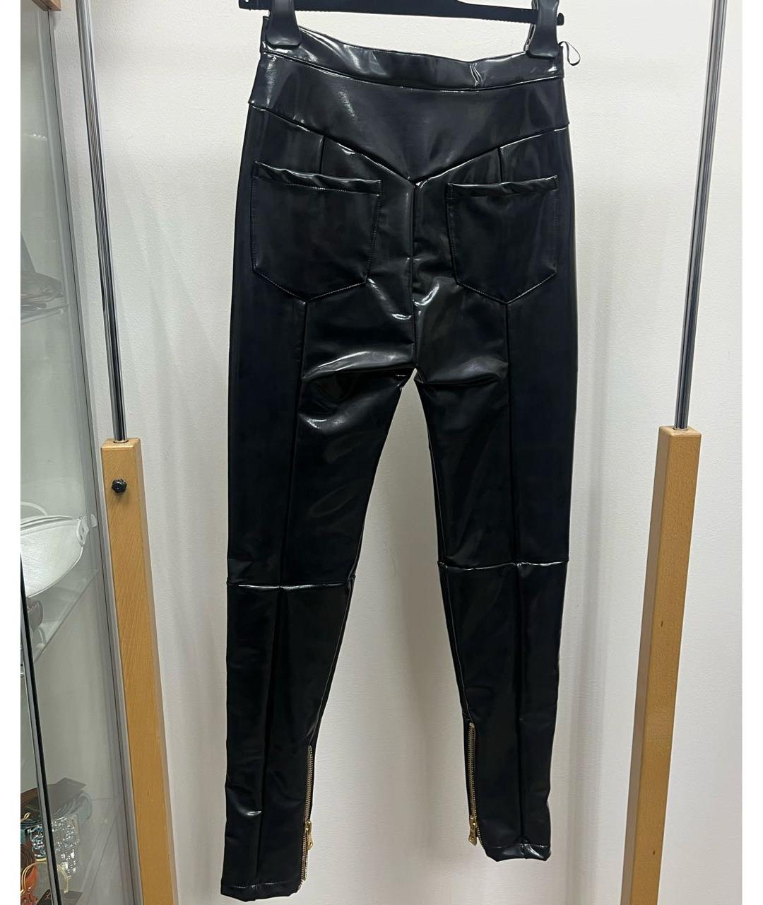 BALMAIN Черные кожаные брюки узкие, фото 3