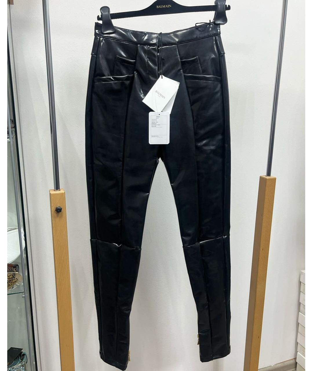 BALMAIN Черные кожаные брюки узкие, фото 5