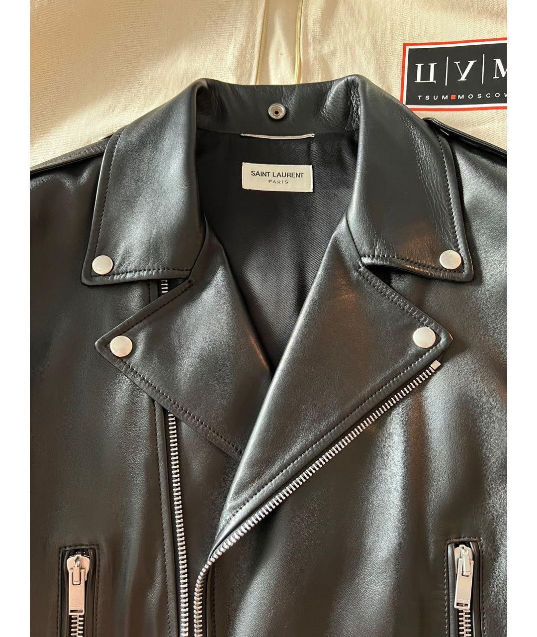 SAINT LAURENT Черная кожаная куртка, фото 3