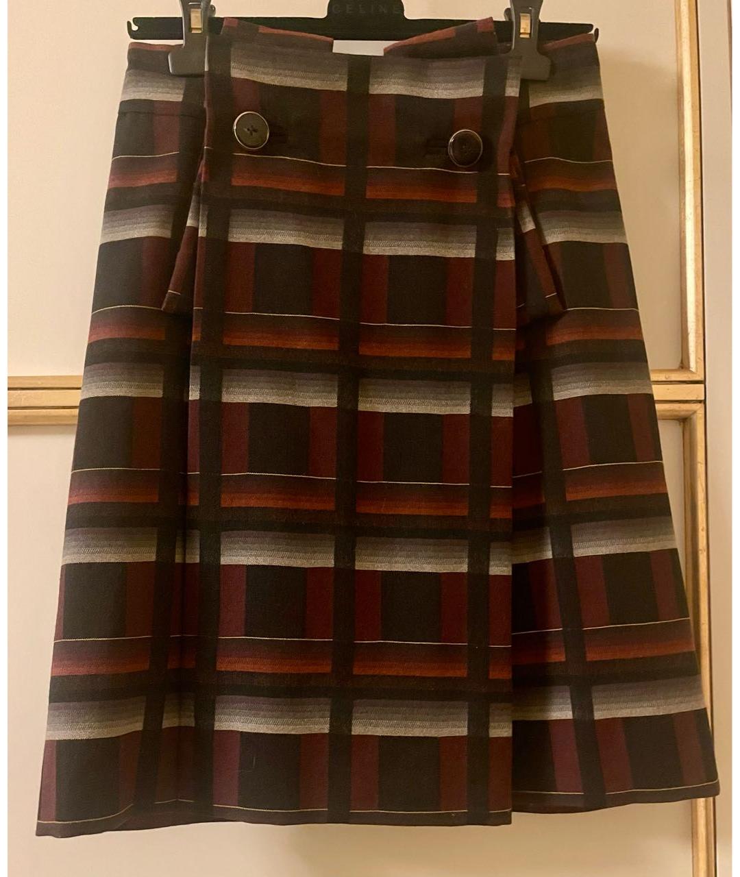 GUCCI Бордовая шерстяная юбка миди, фото 5
