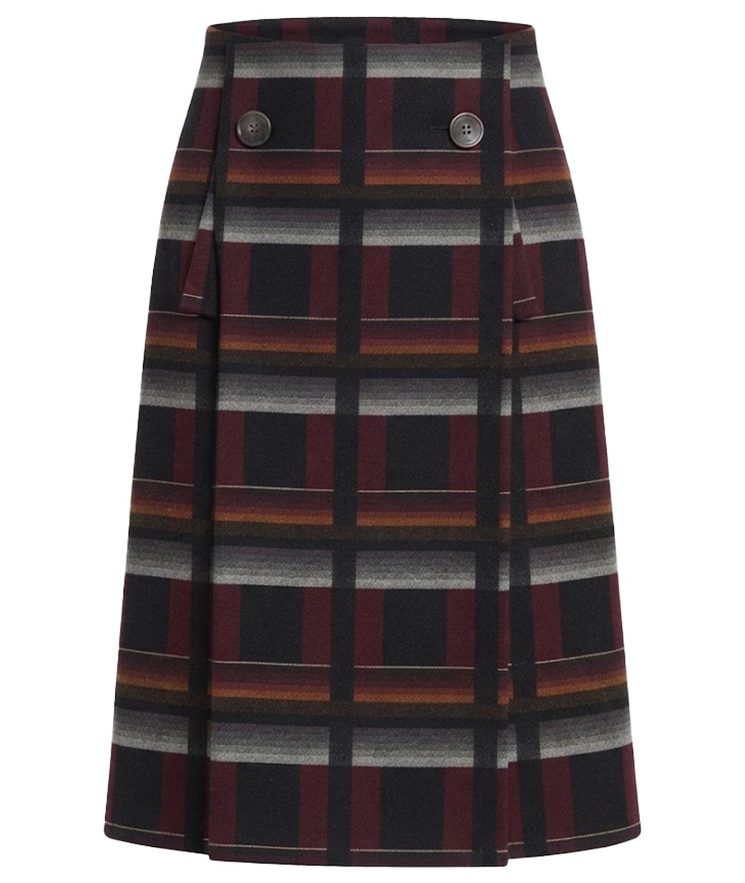 GUCCI Бордовая шерстяная юбка миди, фото 1