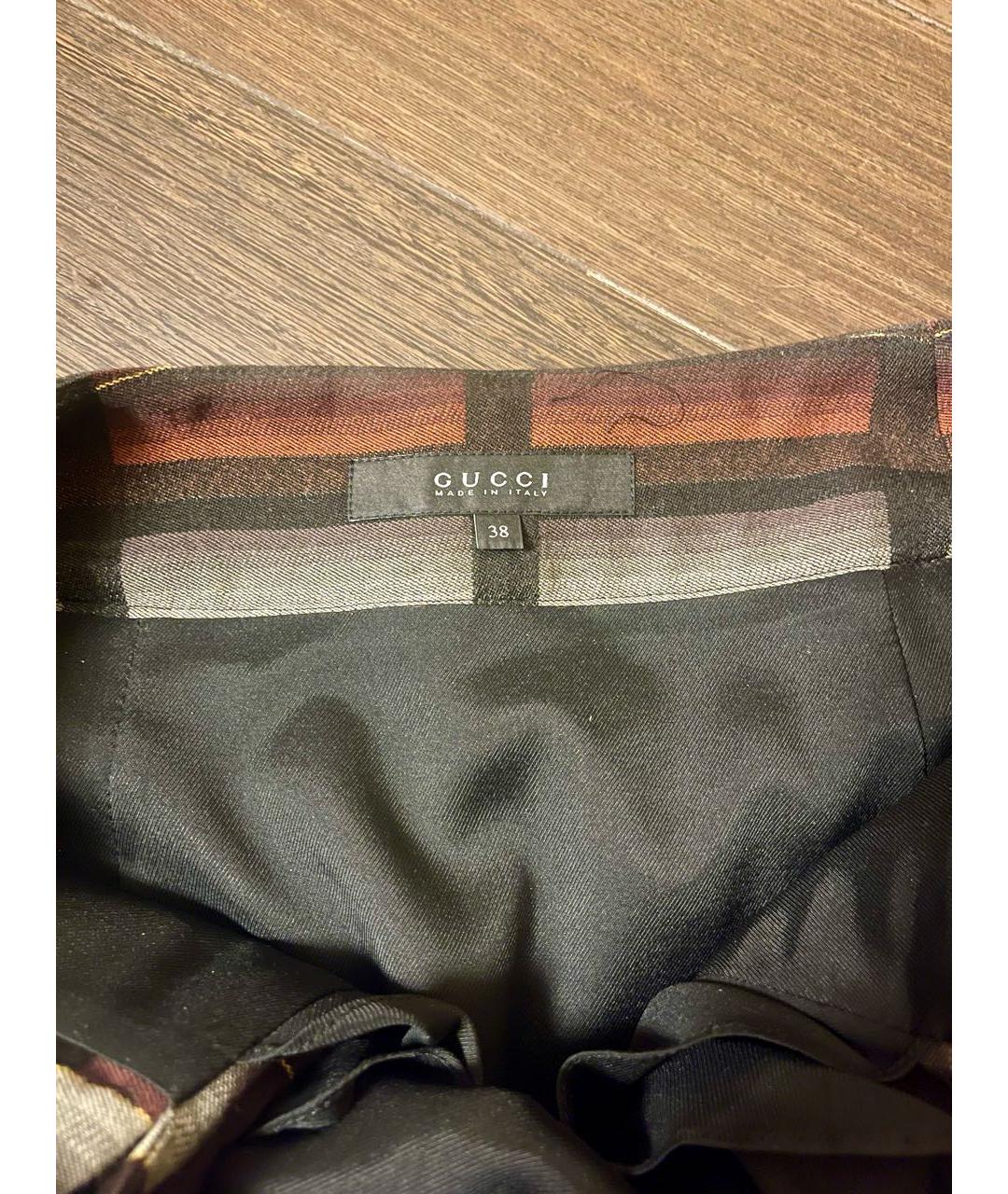 GUCCI Бордовая шерстяная юбка миди, фото 3