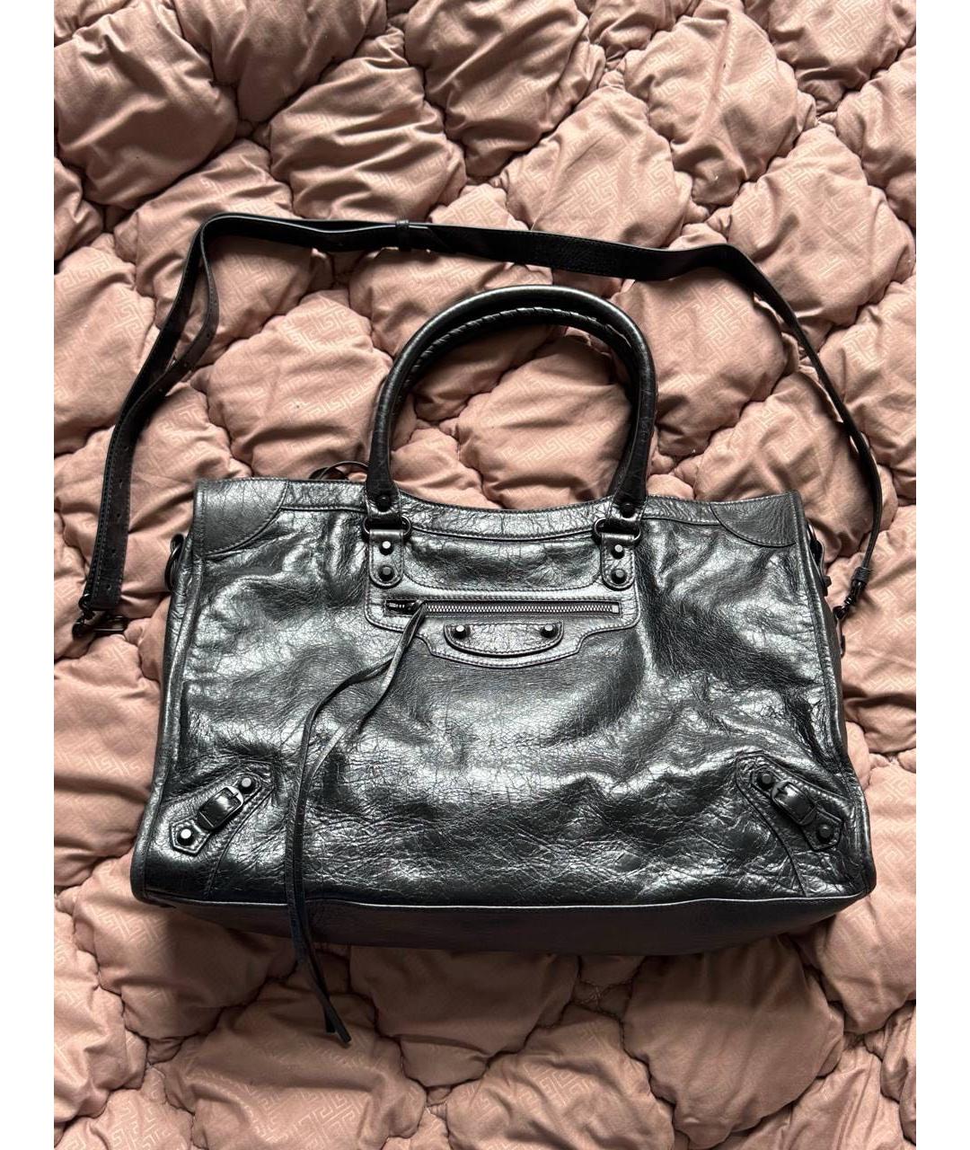BALENCIAGA Черная кожаная сумка с короткими ручками, фото 8