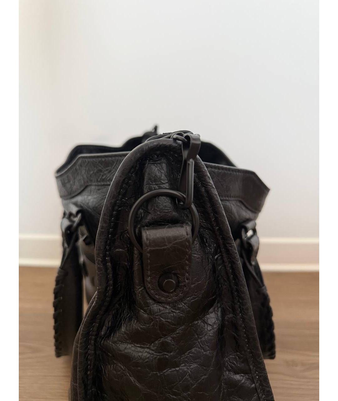 BALENCIAGA Черная кожаная сумка с короткими ручками, фото 6