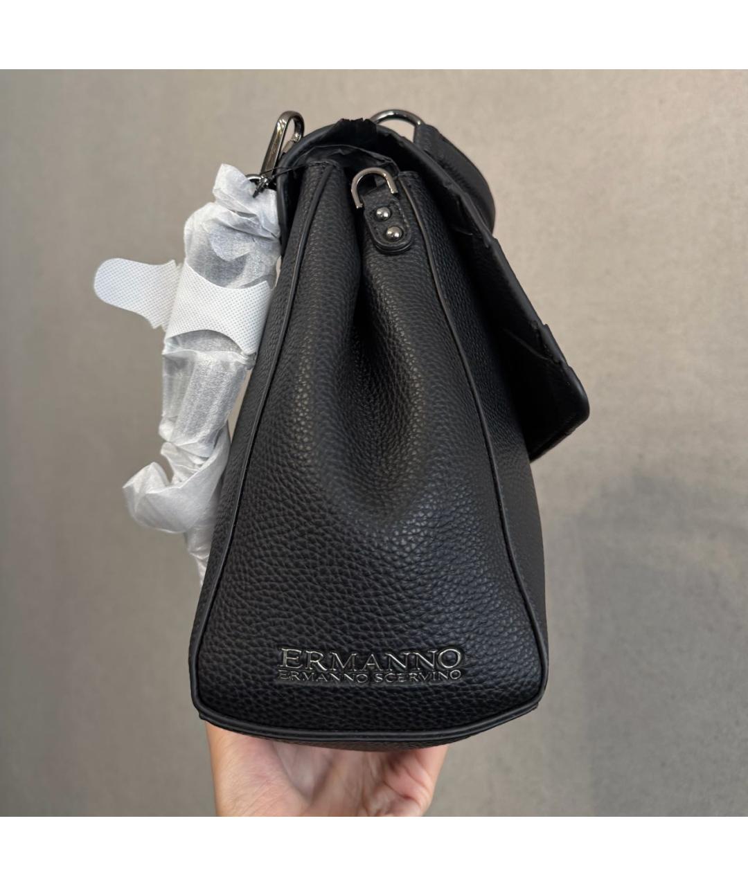 ERMANNO SCERVINO Черная сумка с короткими ручками из искусственной кожи, фото 5