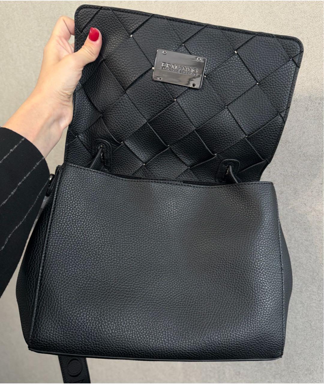 ERMANNO SCERVINO Черная сумка с короткими ручками из искусственной кожи, фото 4