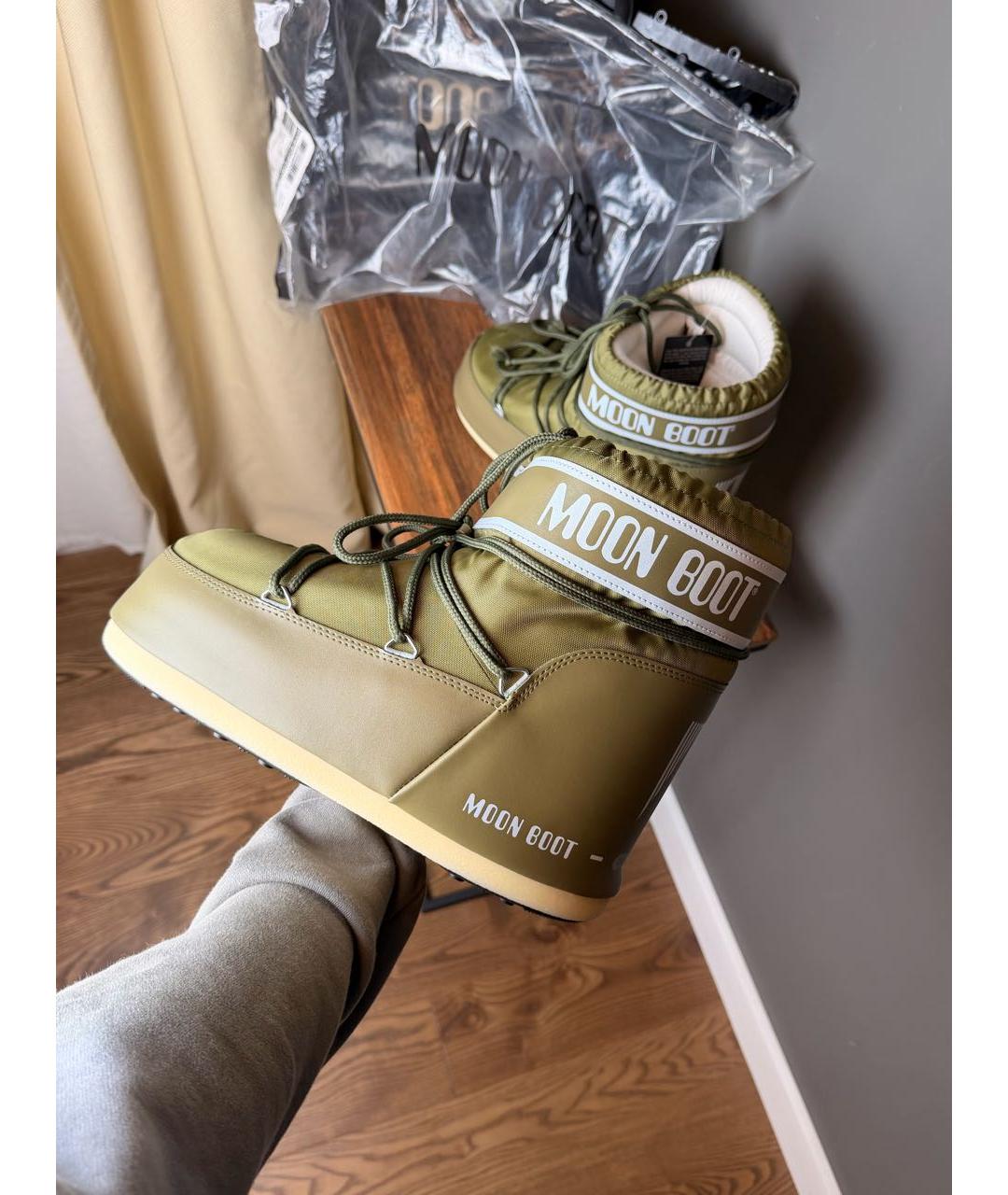 MOON BOOT Хаки текстильные высокие ботинки, фото 2