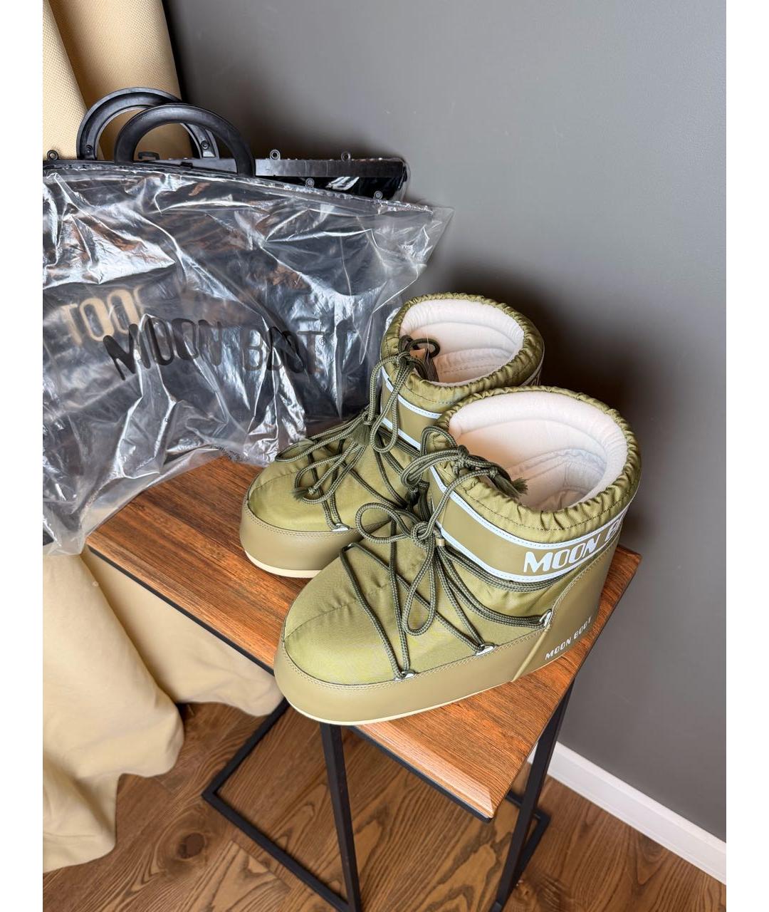 MOON BOOT Хаки текстильные высокие ботинки, фото 3