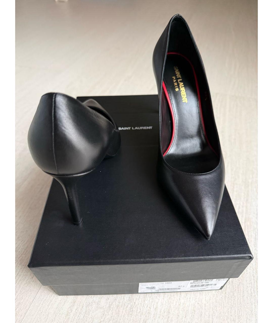 SAINT LAURENT Черные кожаные туфли, фото 3