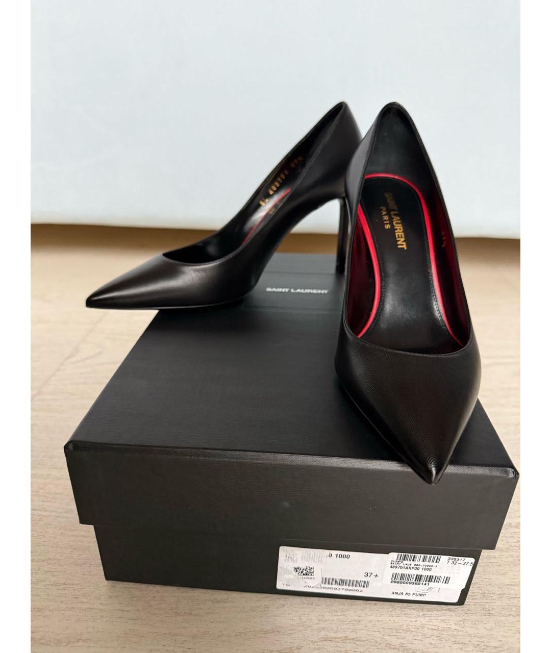 SAINT LAURENT Черные кожаные туфли, фото 2
