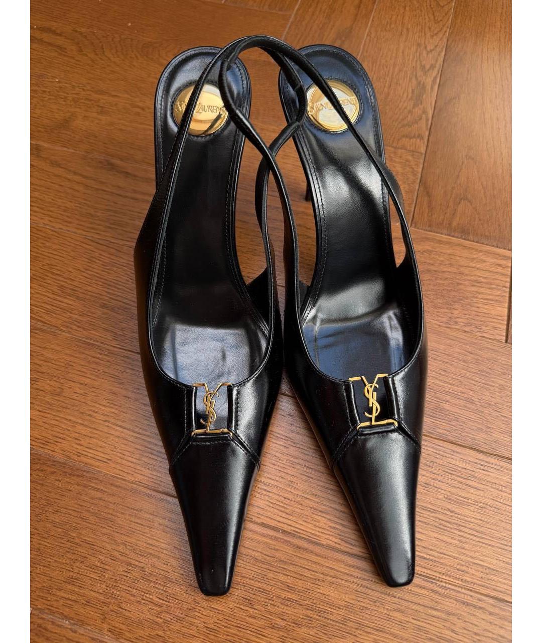 SAINT LAURENT Черные кожаные туфли, фото 4