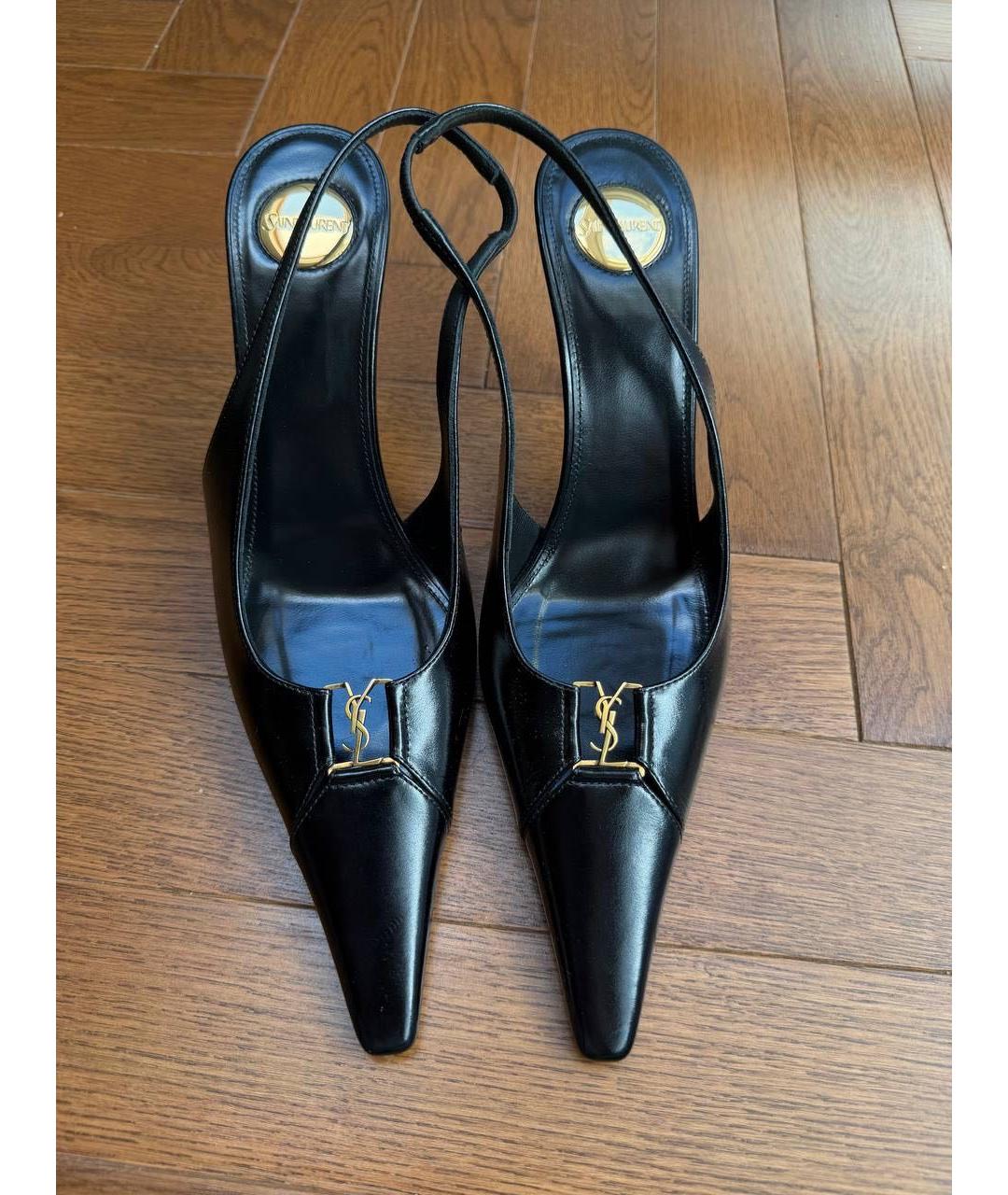 SAINT LAURENT Черные кожаные туфли, фото 2