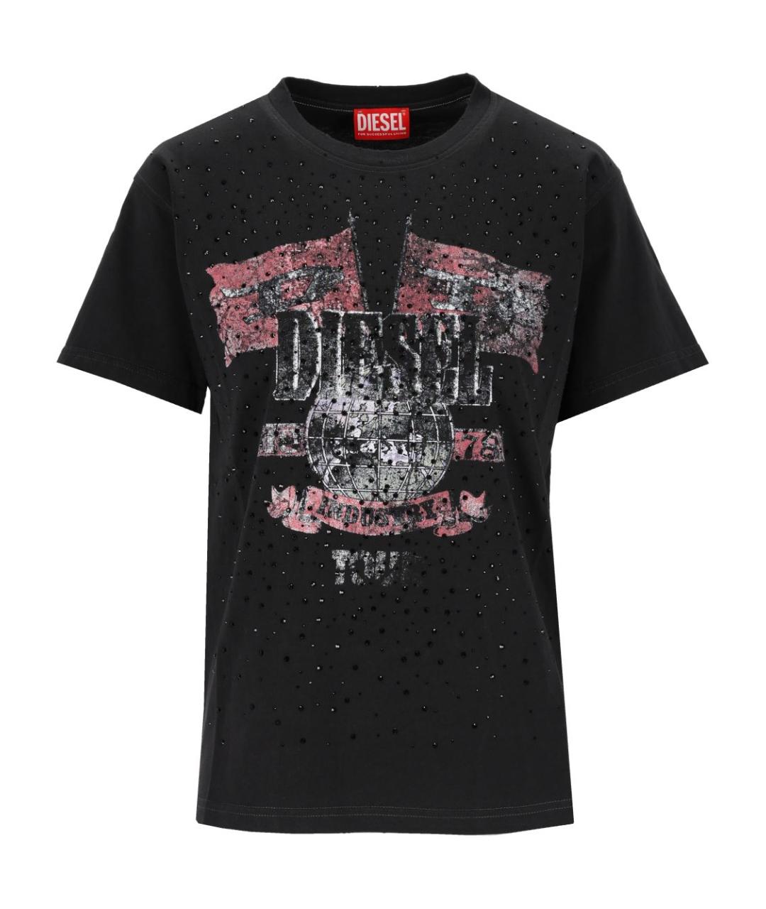 DIESEL Черная хлопковая футболка, фото 1