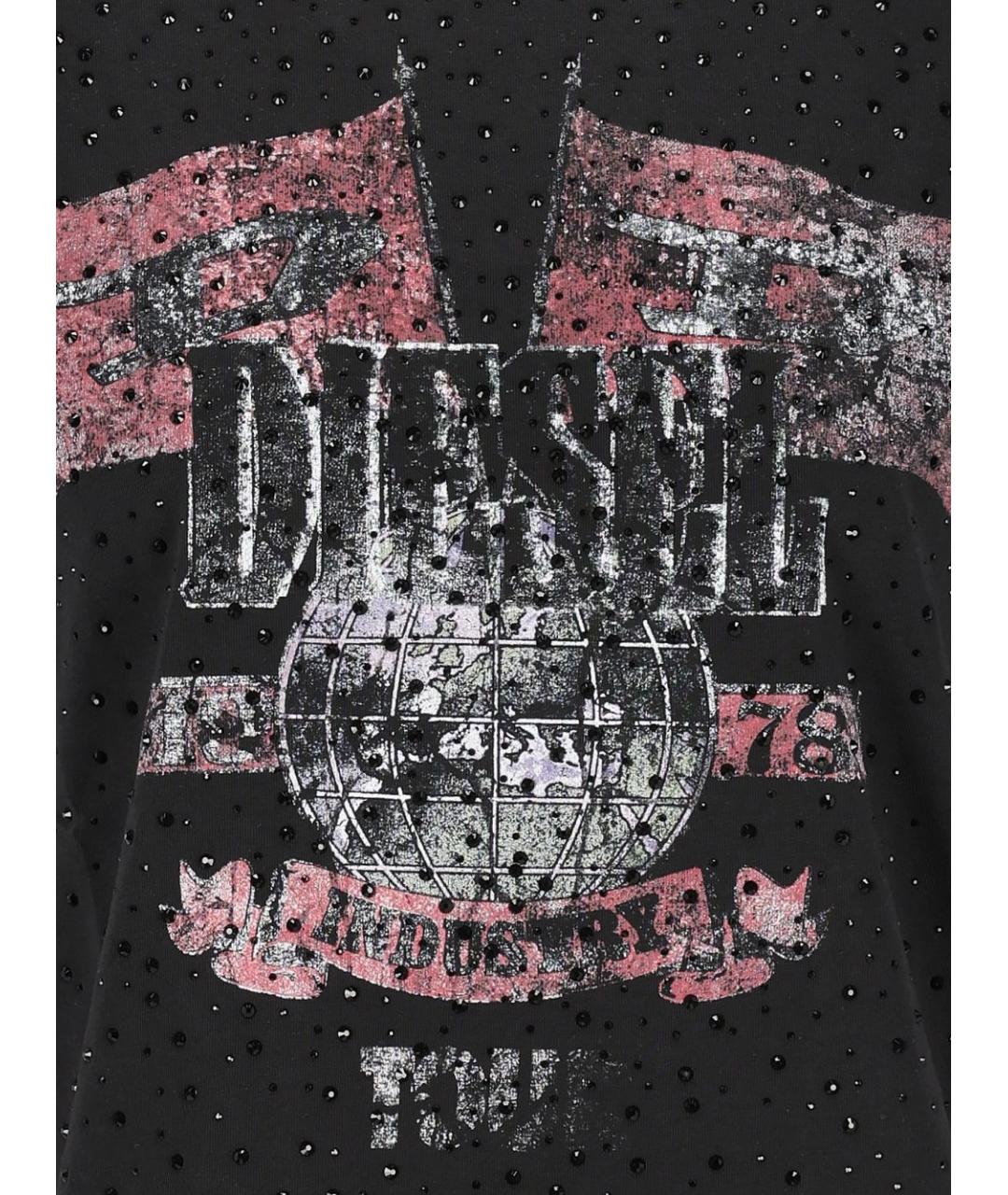 DIESEL Черная хлопковая футболка, фото 3