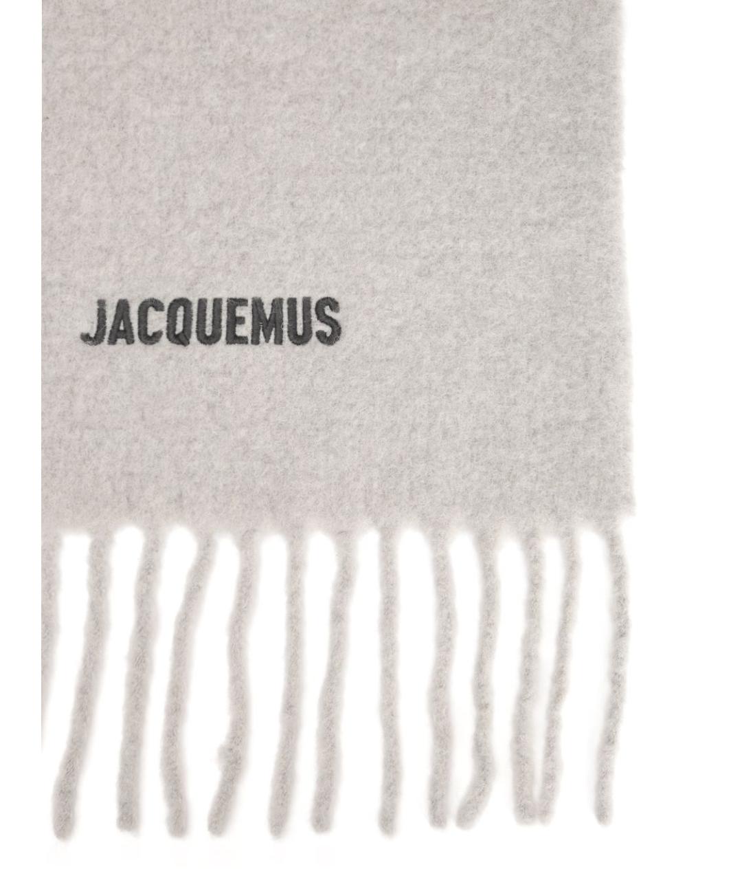 JACQUEMUS Серый шерстяной шарф, фото 2