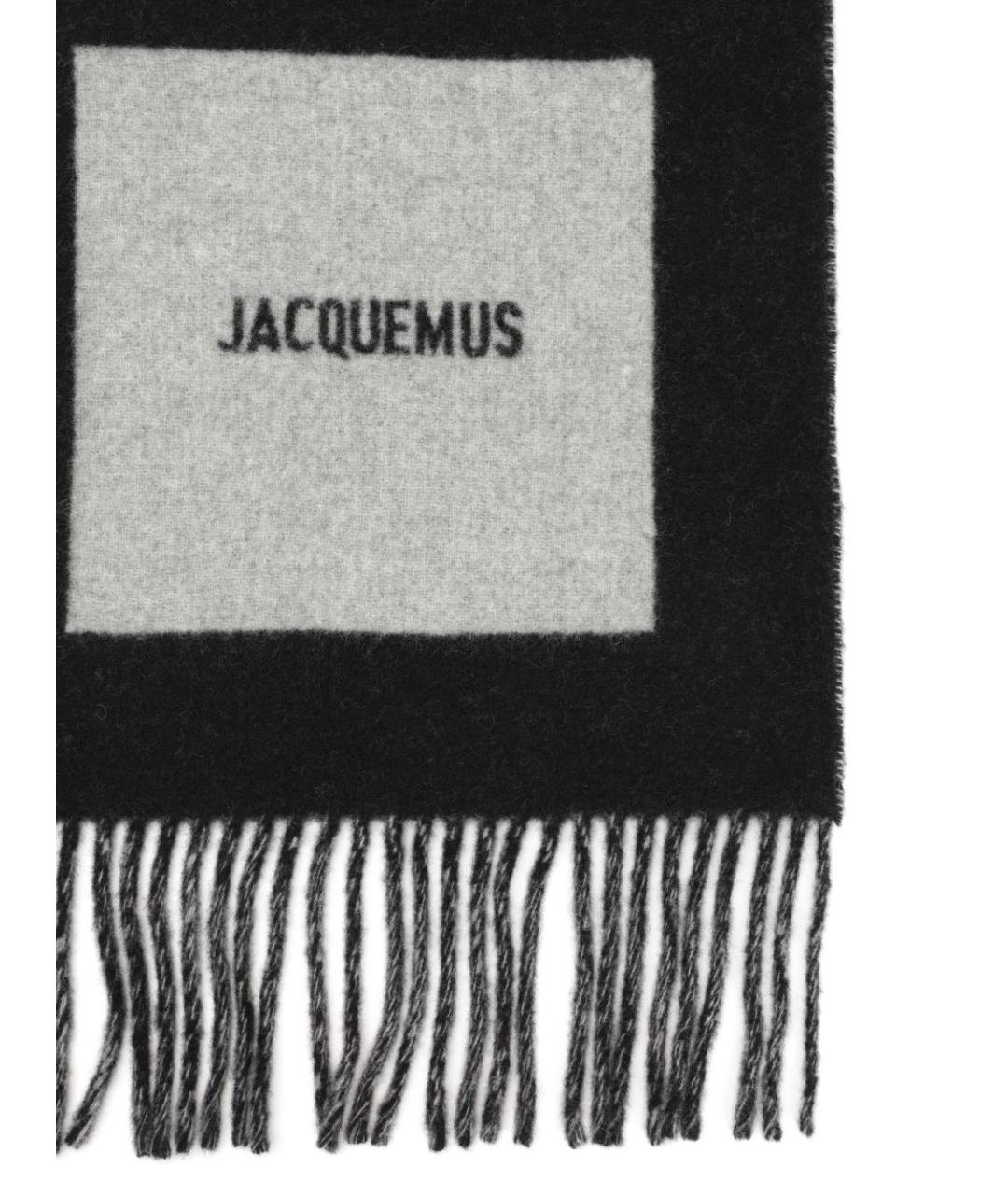 JACQUEMUS Черный шерстяной шарф, фото 2