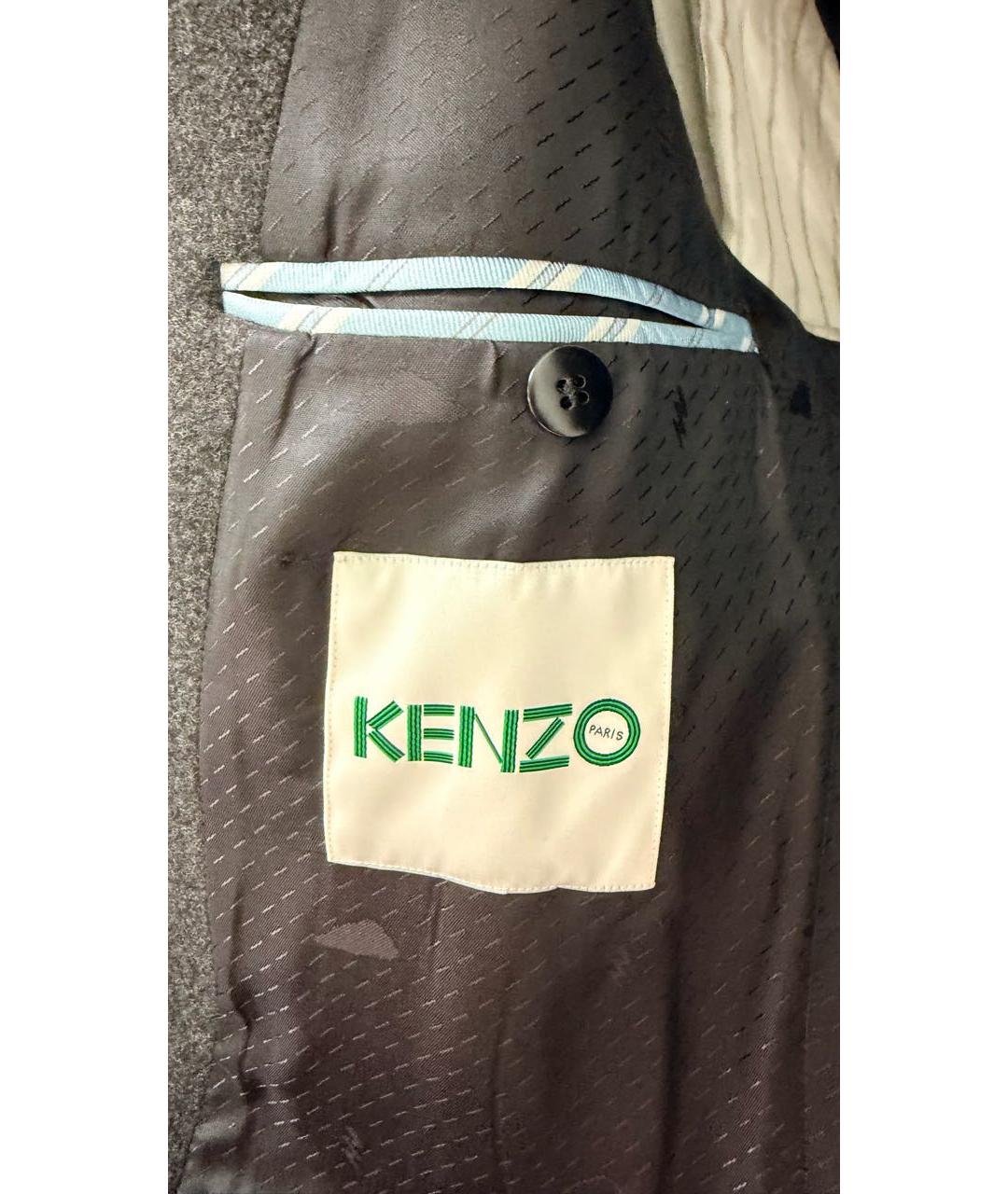KENZO Антрацитовое шерстяное пальто, фото 3