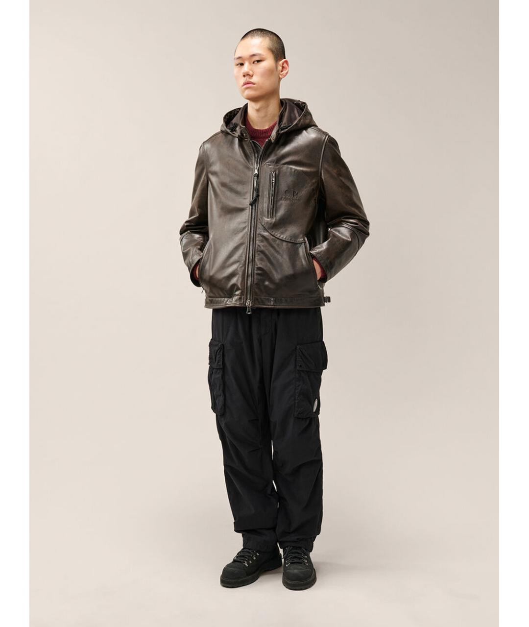 CP COMPANY Коричневая кожаная куртка, фото 6