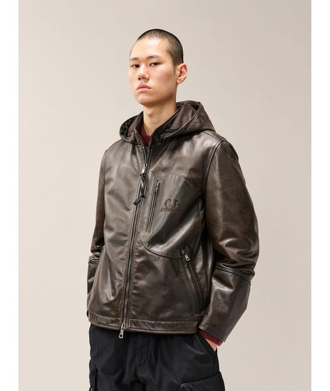 CP COMPANY Коричневая кожаная куртка, фото 2