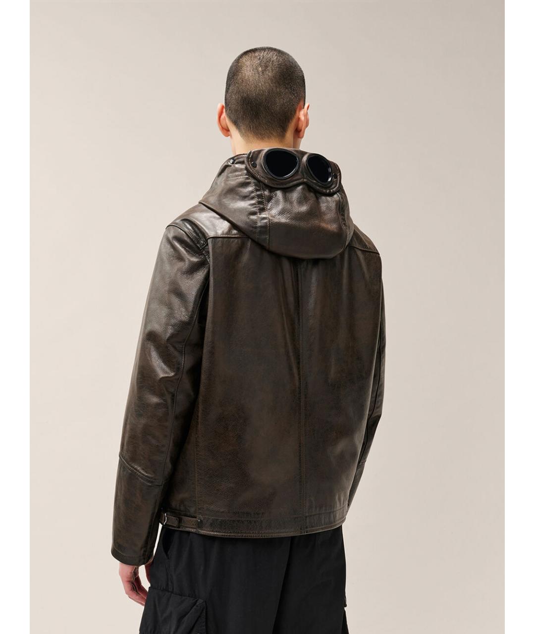 CP COMPANY Коричневая кожаная куртка, фото 3